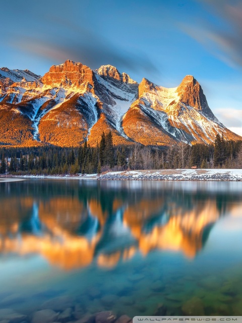 Alberta Canada Beautiful Winter Reflections Ultra Hd Desktop Background