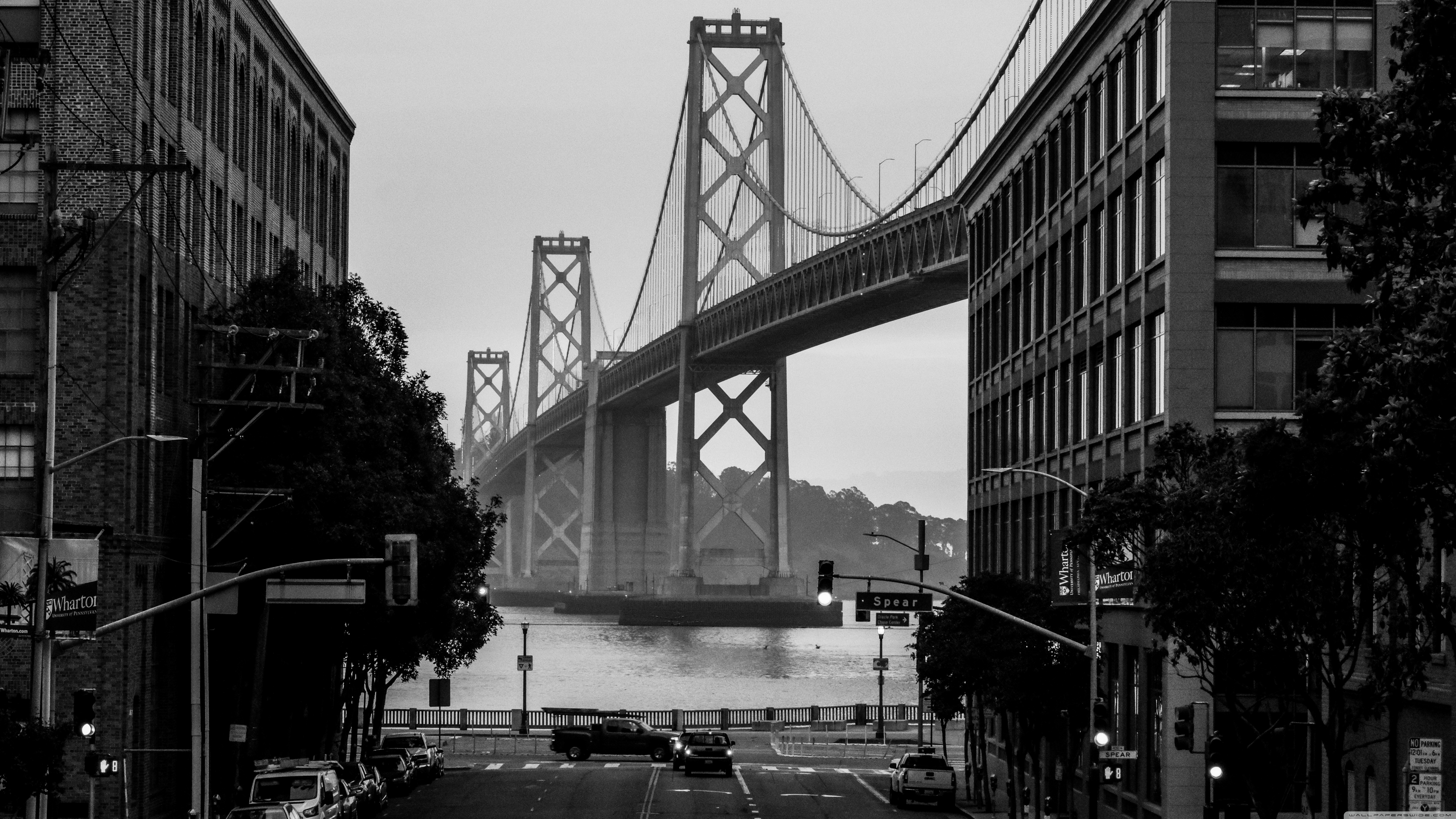 Bay Bridge San Francisco City Black & White Ultra HD Desktop Background  Wallpaper for 4K UHD TV : Widescreen & UltraWide Desktop & Laptop : Tablet  : Smartphone