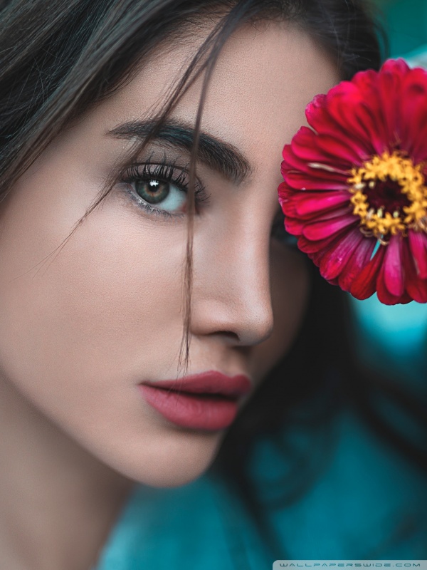 Beautiful Girl Flower Aesthetic Ultra HD Desktop Background Wallpaper