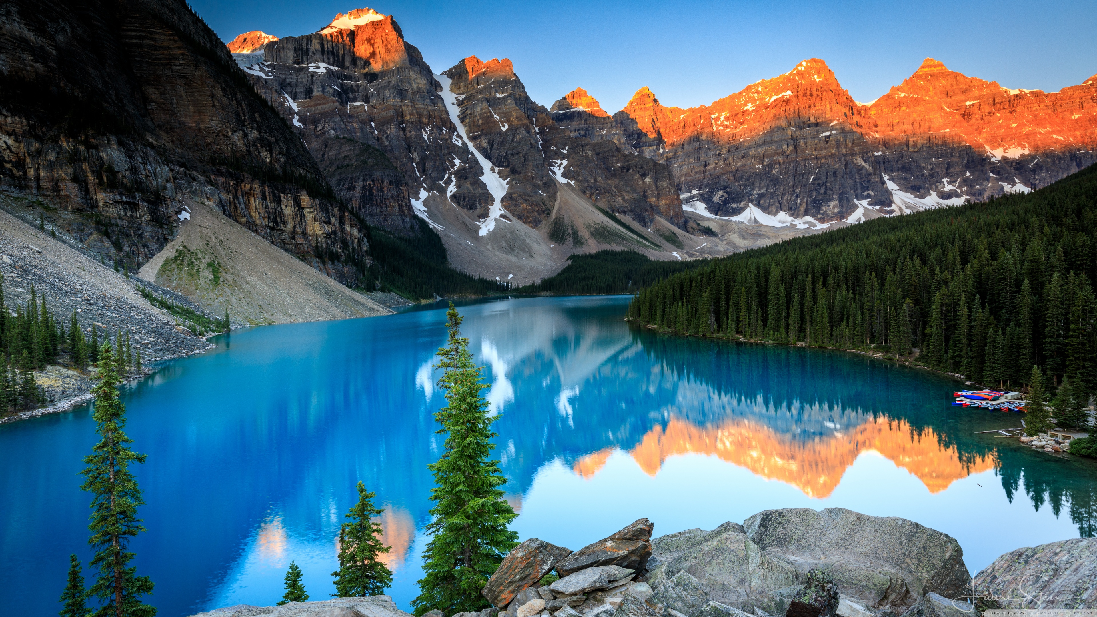 Beautiful Moraine Lake Sunrise Ultra Hd Desktop Background Wallpaper