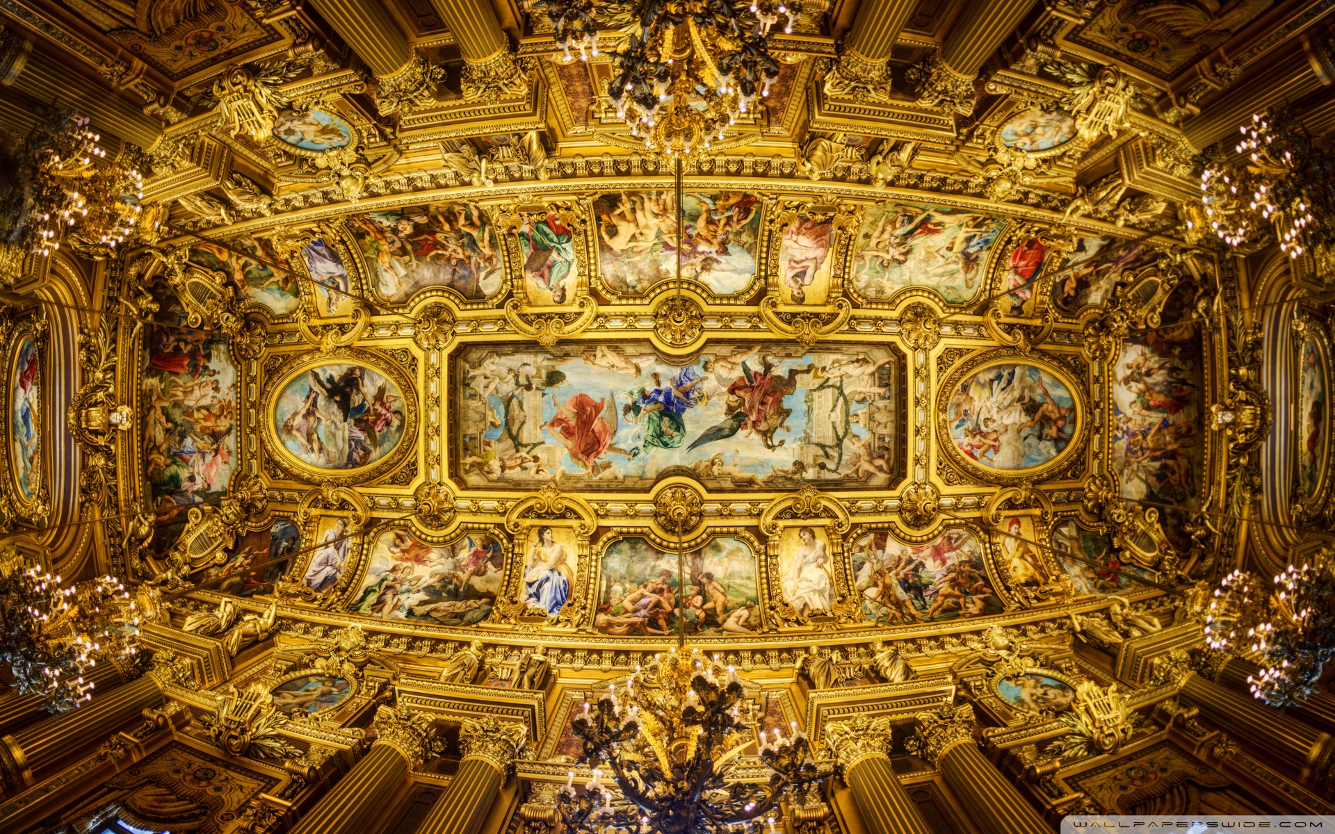 Ceiling of the grand foyer palais garnier hd desktop wallpaper ...
