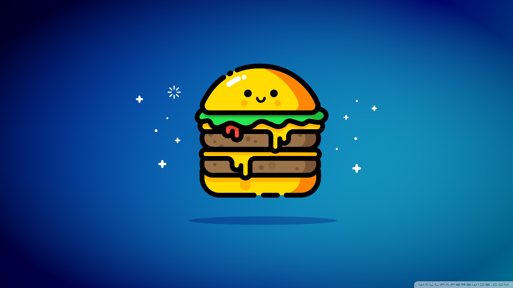 Cute Double Cheeseburger Blue Ultra Hd Desktop Background