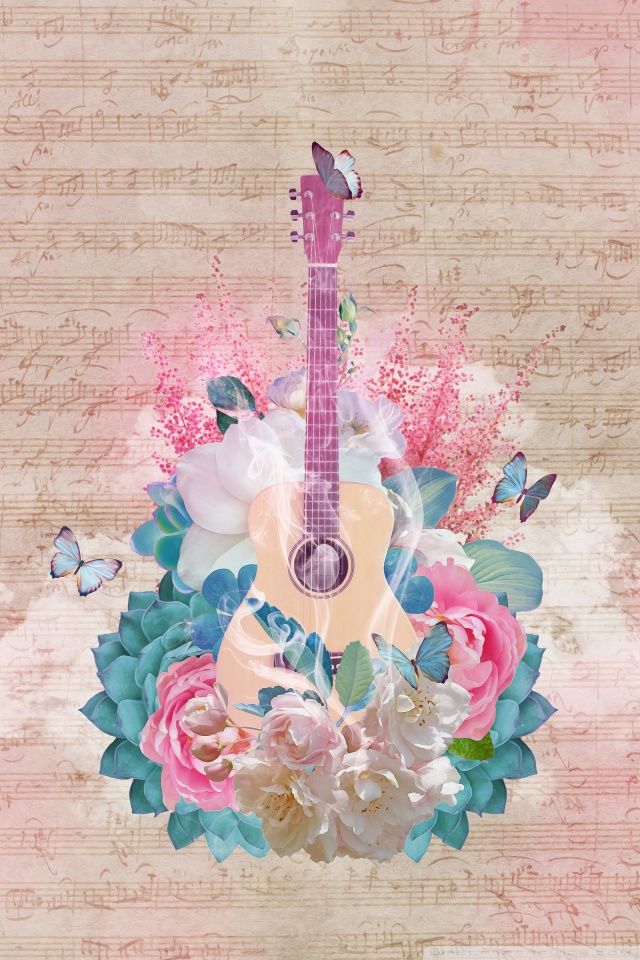 Floral Guitar Art Collage Ultra HD Desktop Background Wallpaper for 4K UHD  TV : Tablet : Smartphone