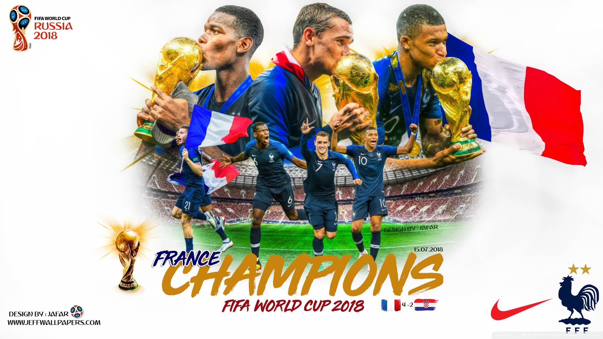 FRANCE CHAMPIONS FIFA WORLD CUP 2018 Ultra HD Desktop Background Wallpaper  for 4K UHD TV : Tablet : Smartphone