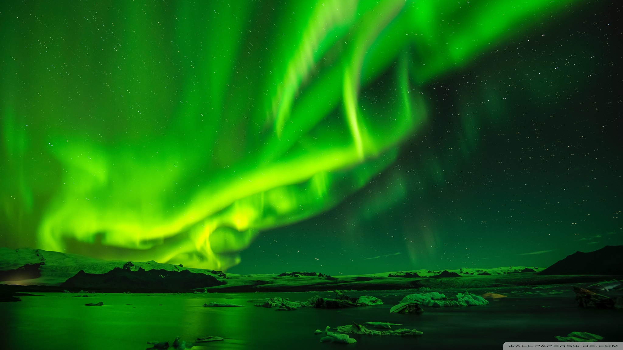 Green Northern Lights, Night Sky Ultra HD Desktop Background Wallpaper