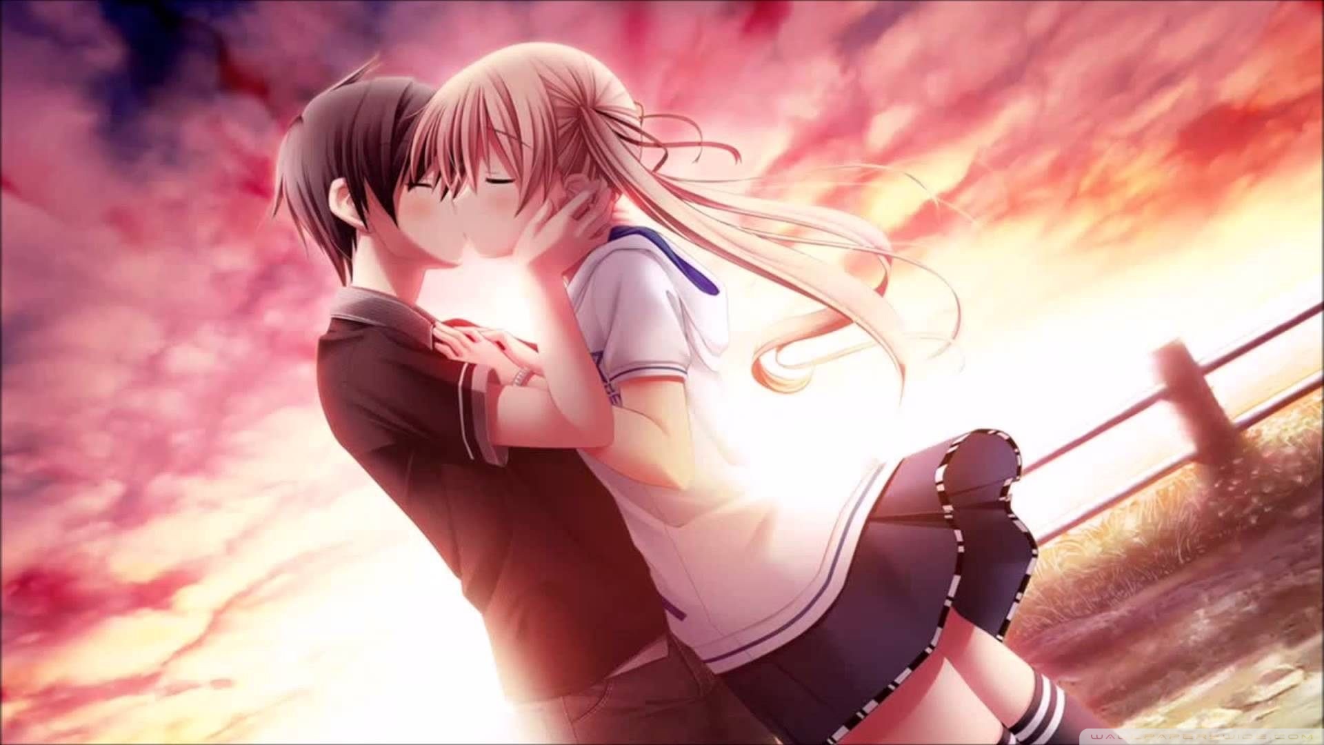 Love Kiss Of Cute Anime Couple Ultra HD Desktop Background Wallpaper for 4K  UHD TV