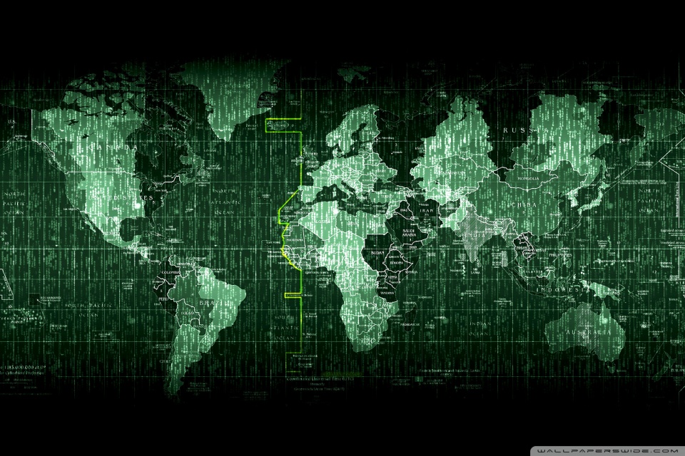 Matrix Code World Map Ultra HD Desktop Background Wallpaper for 4K UHD TV :  Tablet : Smartphone
