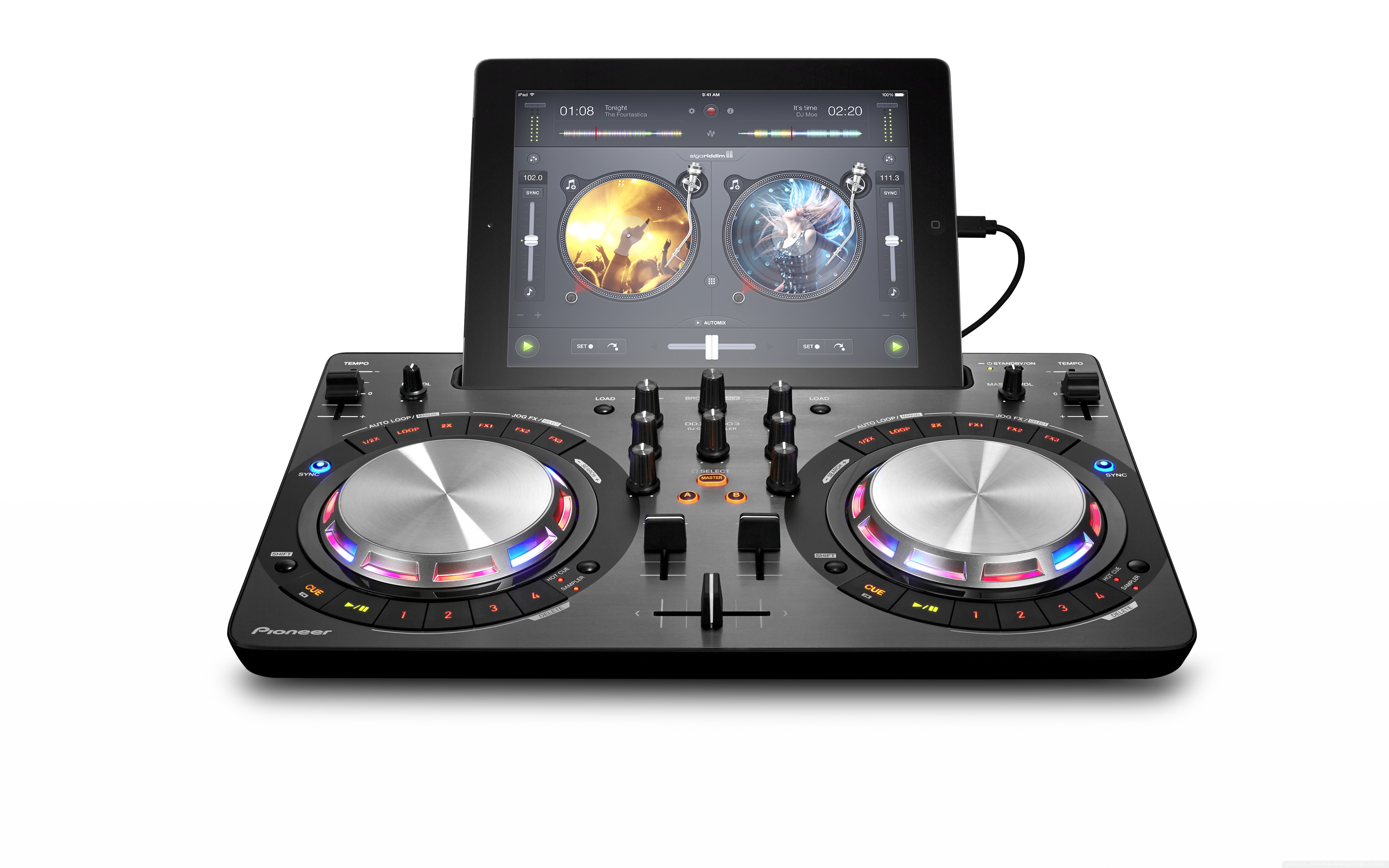http wallpaperswide com pioneer mobile dj controller ddj wego 3 black edition and ipad mini full wide uhd 5k wallpapers html