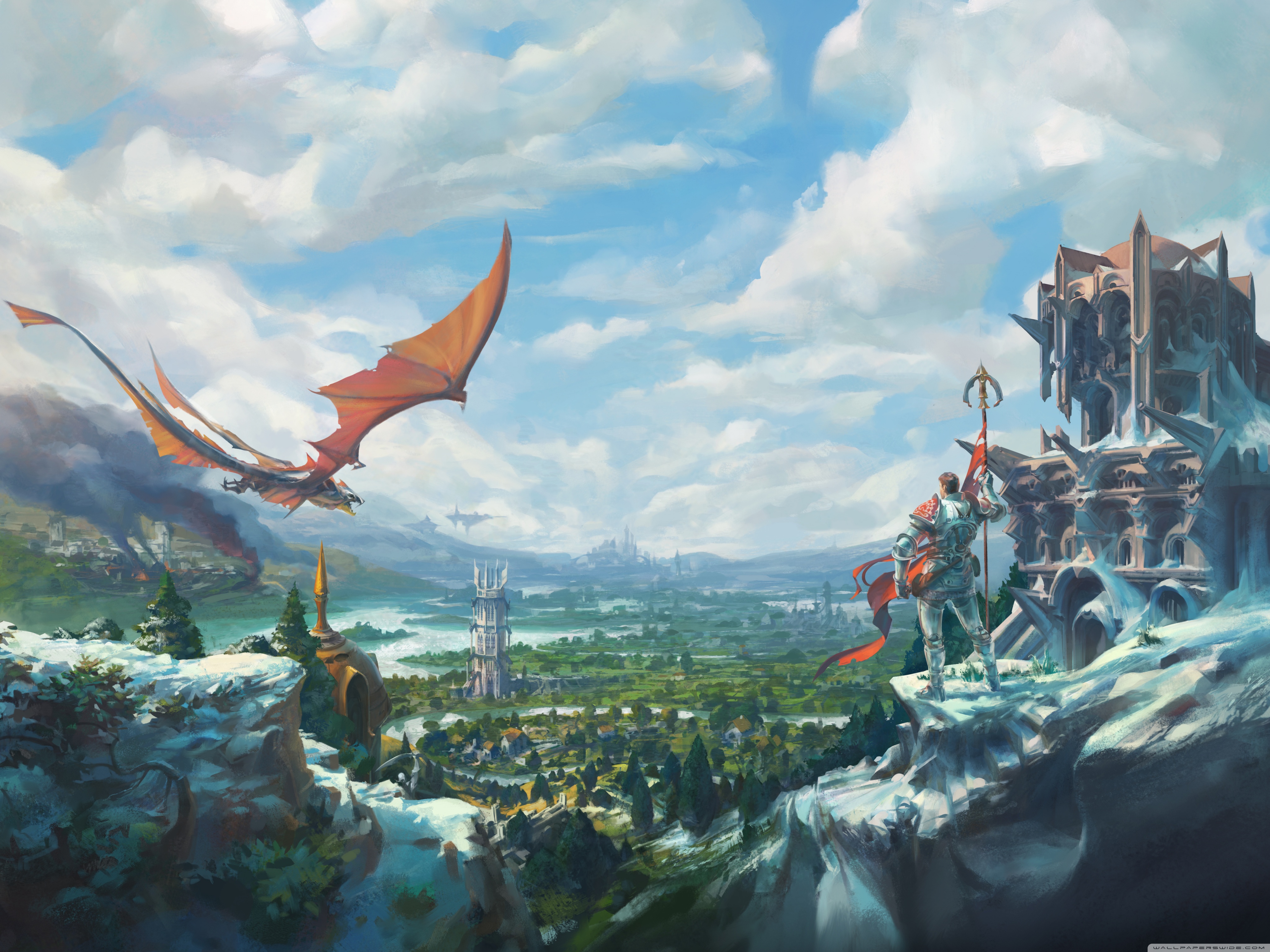RuneScape Temple Knight Dragon 4K HD Desktop Wallpaper For