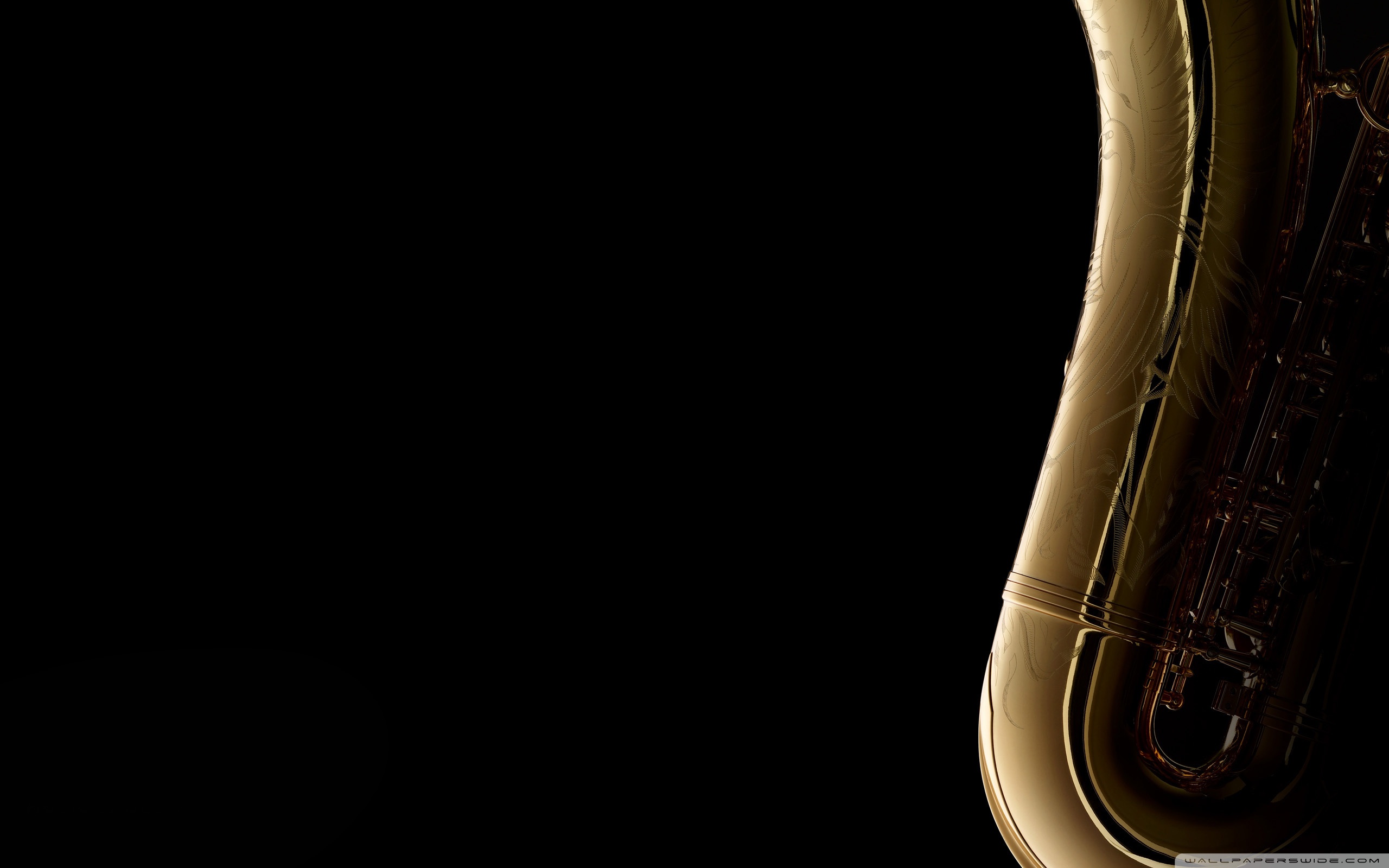 Saxophone On Black Background 4K HD Desktop Wallpaper For