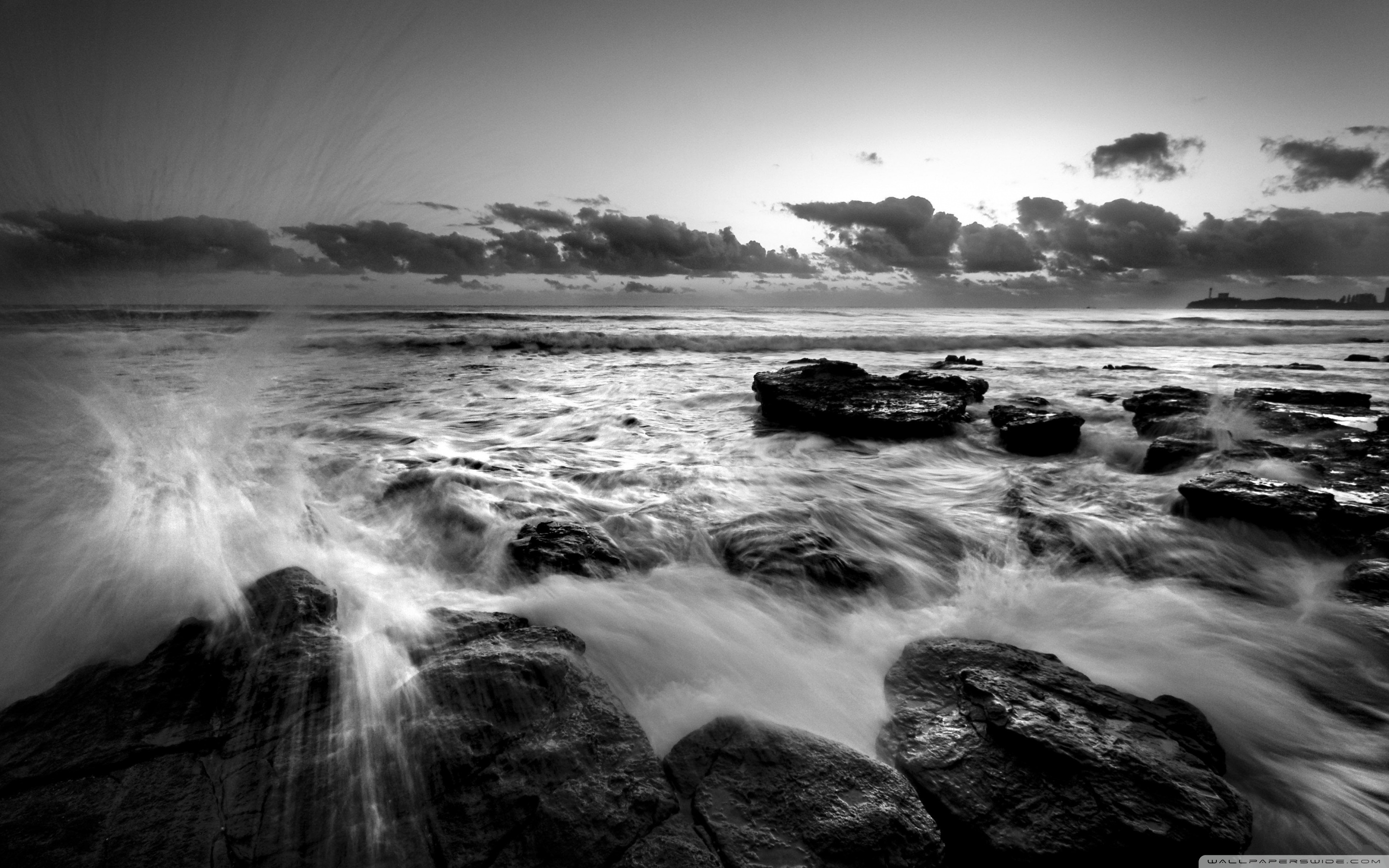 Sea Black And White Image Ultra HD Desktop Background Wallpaper for : Multi  Display, Dual Monitor : Tablet : Smartphone