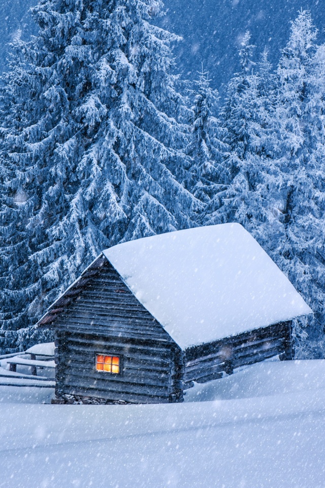Snowy Forest Cabin Ultra Hd Desktop Background Wallpaper For 4k