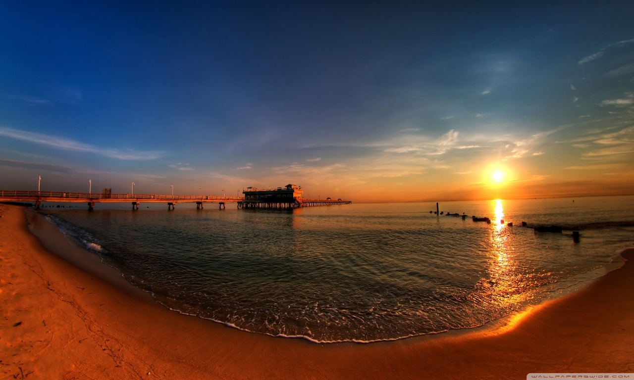 Sunrise Ocean View Pier Ultra HD Desktop Background Wallpaper for 4K UHD TV  : Tablet : Smartphone