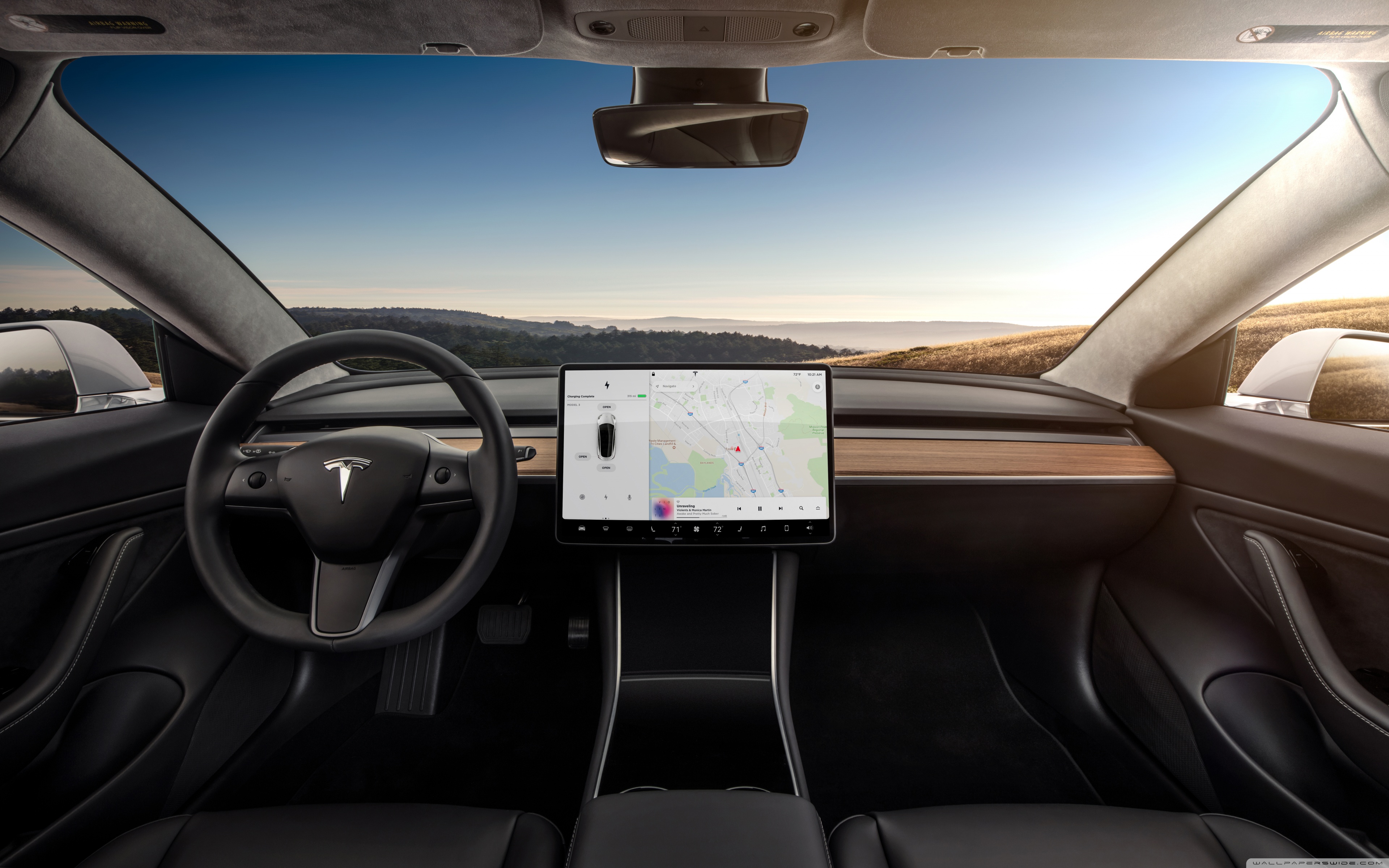 Tesla Model 3 Electric Car Interior Dashboard Ultra Hd