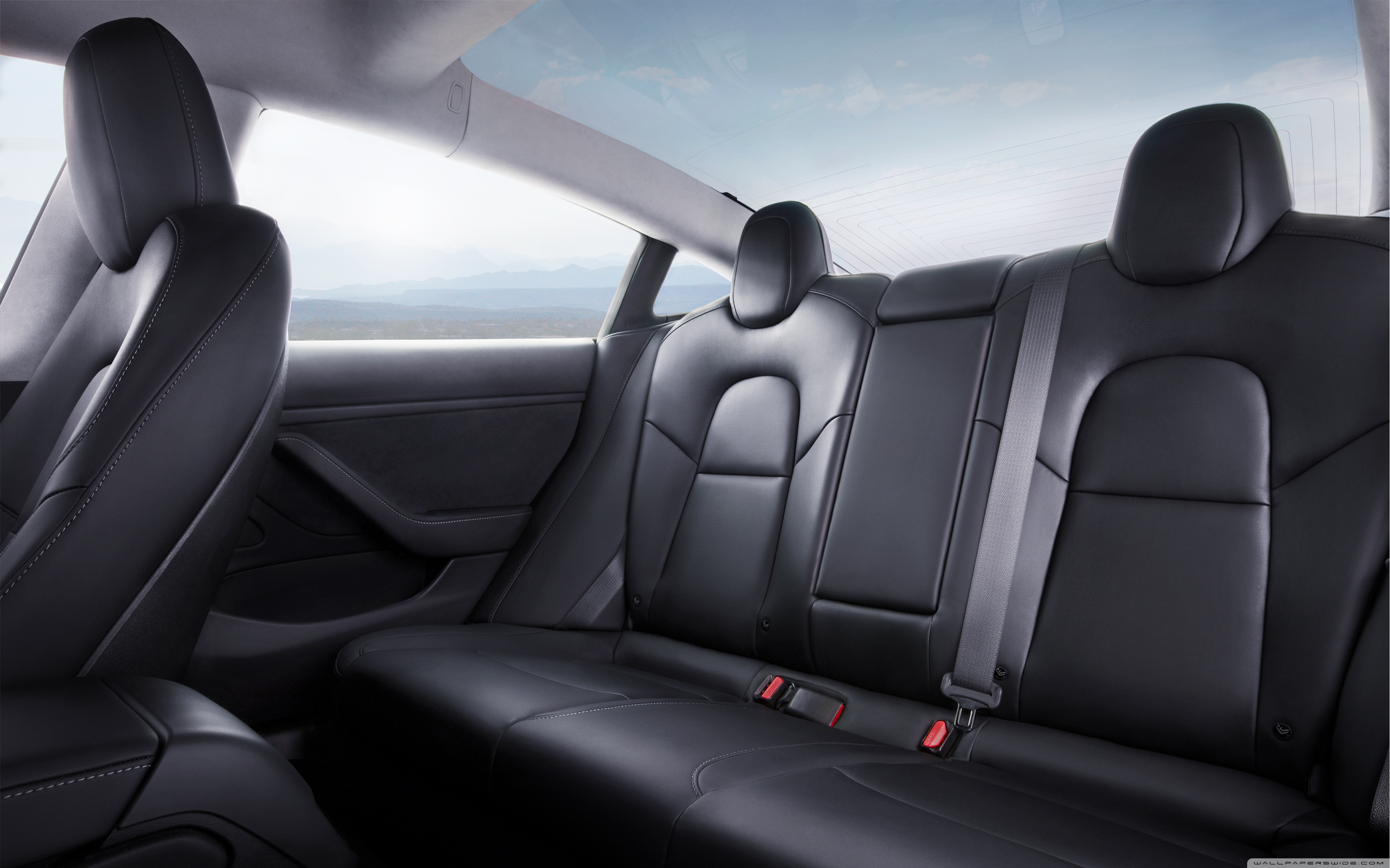 Tesla Model 3 Electric Car Interior Rear Seat Ultra Hd