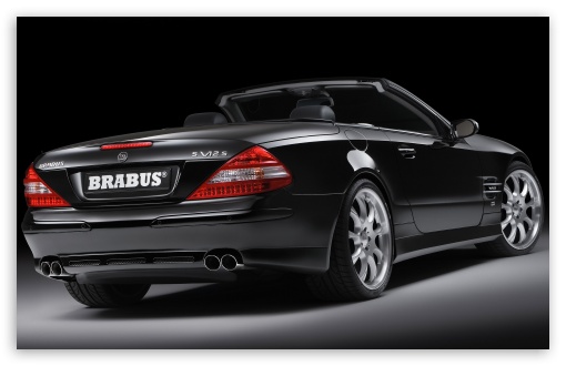 2006 BRABUS SV12 S Biturbo Roadster Mercedes Benz SL Class Silver Wheels Rear Angle Top Down HD wallpaper for Standard 4:3 Fullscreen UXGA XGA SVGA ; Mobile VGA iPad - VGA QVGA Smartphone ( PocketPC GPS iPod Zune BlackBerry HTC Samsung LG Nokia Eten Asus ) ;