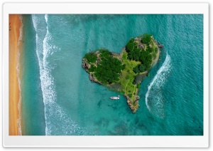 Aerial View Of Heart-Shaped Tropical Island HD Wide Wallpaper for Widescreen
