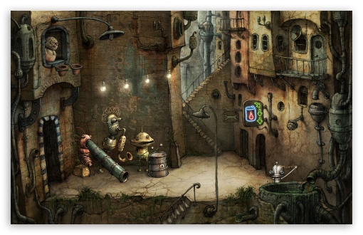 Alley, Machinarium Game HD wallpaper for Standard 4:3 5:4 Fullscreen UXGA XGA SVGA QSXGA SXGA ; Wide 16:10 5:3 Widescreen WHXGA WQXGA WUXGA WXGA WGA ; HD 16:9 High Definition WQHD QWXGA 1080p 900p 720p QHD nHD ; Other 3:2 DVGA HVGA HQVGA devices ( Apple PowerBook G4 iPhone 4 3G 3GS iPod Touch ) ; Mobile VGA WVGA iPhone iPad PSP Phone - VGA QVGA Smartphone ( PocketPC GPS iPod Zune BlackBerry HTC Samsung LG Nokia Eten Asus ) WVGA WQVGA Smartphone ( HTC Samsung Sony Ericsson LG Vertu MIO ) HVGA Smartphone ( Apple iPhone iPod BlackBerry HTC Samsung Nokia ) Sony PSP Zune HD Zen ; Tablet 2 ;