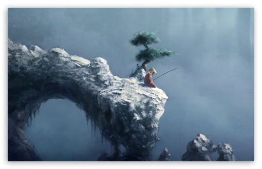 Chinese Fisherman Painting HD wallpaper for Wide 16:10 Widescreen WHXGA WQXGA WUXGA WXGA ;