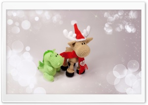 Christmas Dino and Reindeer HD Wide Wallpaper for Widescreen
