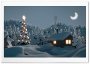 Christmas Tree House HD Wide Wallpaper for Widescreen