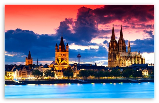 Cologne Cathedral At Dusk wallpaper for Wide 16:10 Widescreen WHXGA WQXGA WUXGA WXGA ;