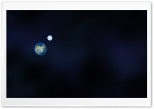 Earth And Moon Illustration HD Wide Wallpaper for Widescreen