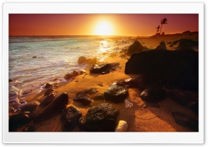 Empty Beach With Sun HD Wide Wallpaper for Widescreen