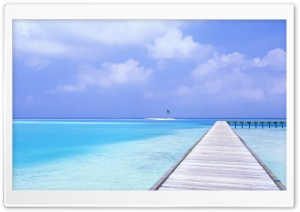 Footbridge Over Blue Ocean HD Wide Wallpaper for Widescreen