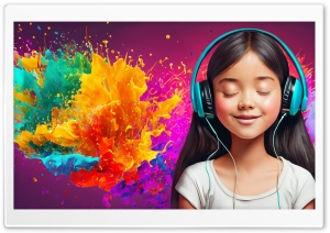 Girl Listening To Music HD Wide Wallpaper for Widescreen