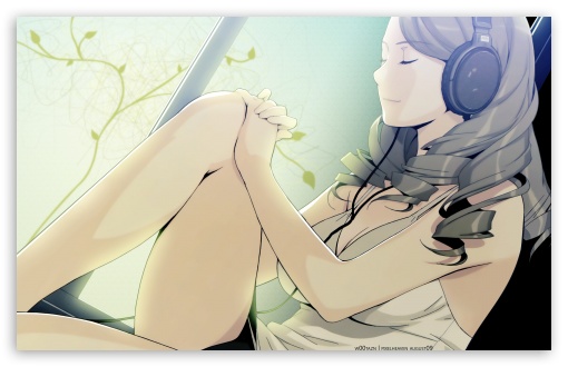 Girl Listening To Music, Manga HD wallpaper for Wide 16:10 Widescreen WHXGA WQXGA WUXGA WXGA ;