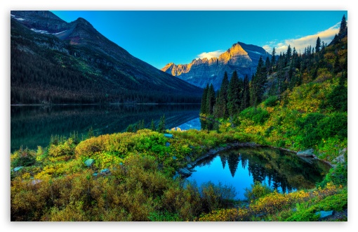 HDR Mountains Lake HD wallpaper for Wide 16:10 Widescreen WHXGA WQXGA WUXGA WXGA ;