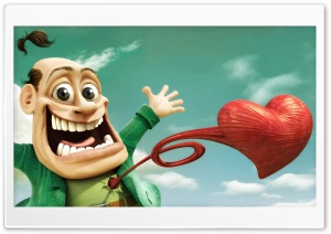 Heart Pop Out Cartoon HD Wide Wallpaper for Widescreen