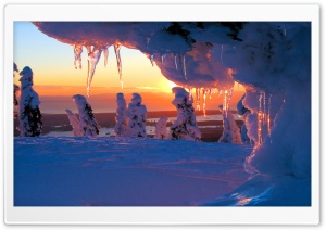 Icicles At Sunset HD Wide Wallpaper for Widescreen