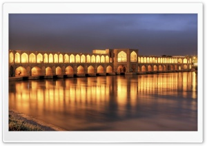 Khaju Bridge At Dusk, Isfahan, Iran HD Wide Wallpaper for Widescreen