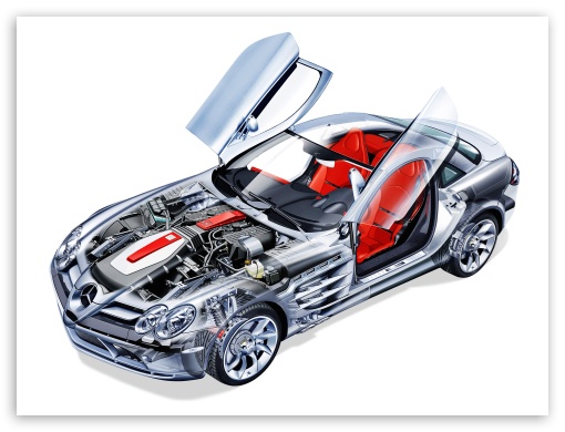 Mercedes Benz SLR McLaren Cutaway HD wallpaper for Standard 4:3 Fullscreen UXGA XGA SVGA ; Mobile VGA iPad - VGA QVGA Smartphone ( PocketPC GPS iPod Zune BlackBerry HTC Samsung LG Nokia Eten Asus ) ;