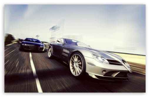 Mercedes Benz SLR vs Audi R8 HD wallpaper for Wide 16:10 Widescreen WHXGA WQXGA WUXGA WXGA ;