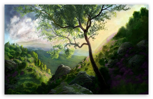 Mountain Scenery Painting HD wallpaper for Wide 16:10 Widescreen WHXGA WQXGA WUXGA WXGA ;