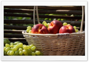 Nectarines And Grapes HD Wide Wallpaper for Widescreen