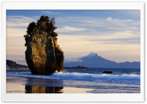 New Zealand Beach, Mount Taranaki View HD Wide Wallpaper for Widescreen