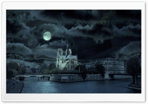Notre Dame de Paris At Night HD Wide Wallpaper for Widescreen