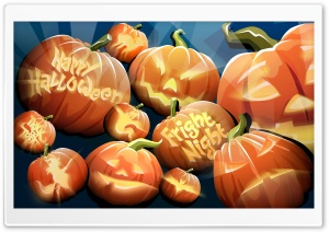 Orange Pumpkins Happy Halloween Night HD Wide Wallpaper for Widescreen
