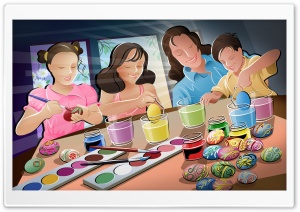 Painting Easter Eggs HD Wide Wallpaper for Widescreen