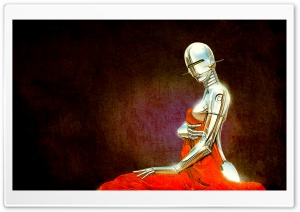 Robot Vintage Illustration HD Wide Wallpaper for Widescreen