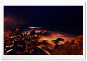 Sea Shore At Night HD Wide Wallpaper for Widescreen