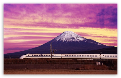 Shinkansen Bullet Train and Mount Fuji Japan HD wallpaper for Other 3:2 DVGA HVGA HQVGA devices ( Apple PowerBook G4 iPhone 4 3G 3GS iPod Touch ) ; Mobile iPhone - HVGA Smartphone ( Apple iPhone iPod BlackBerry HTC Samsung Nokia ) ;