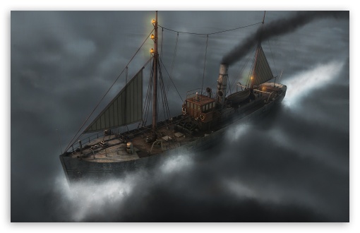 fantasy desktop wallpaper widescreen. 2 Ship On The Ocean Fantasy