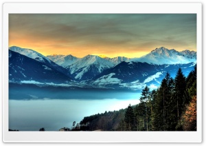 Snowy Mountains And Fog Filled Valley HD Wide Wallpaper for Widescreen