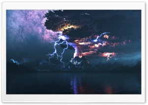 Volcano Eruption Lightning wallpaper