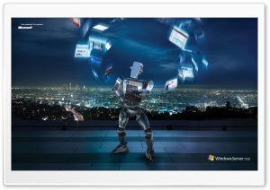 Windows Server 2008 Unleashed IT 24-7 Robot HD Wide Wallpaper for Widescreen